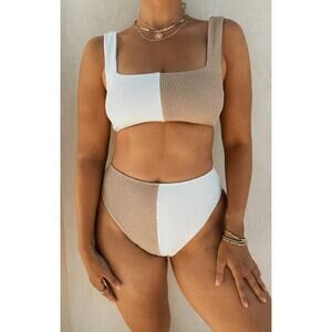 Show Me Your Mumu Sail Bikini Bottom in Vanilla Latte Scrunch Size Small